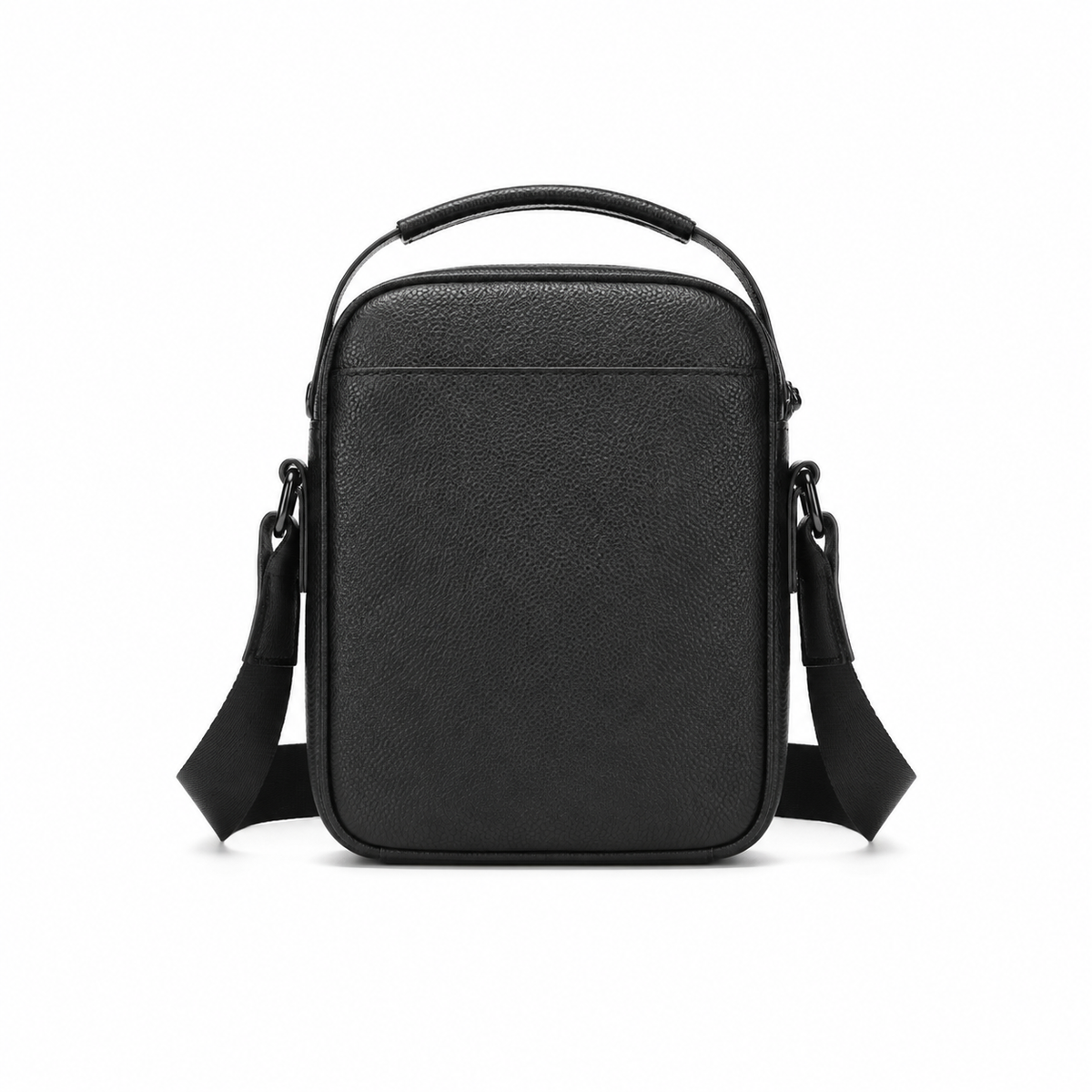 Men’s Black Leather Crossbody Shoulder Bag-3