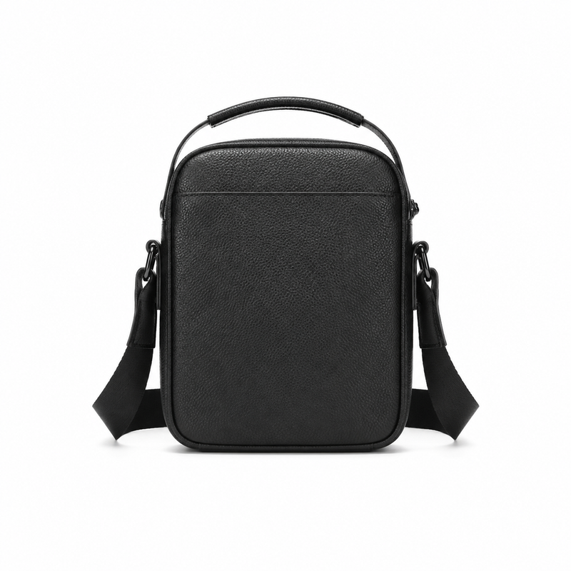 Men’s Black Leather Crossbody Shoulder Bag-3