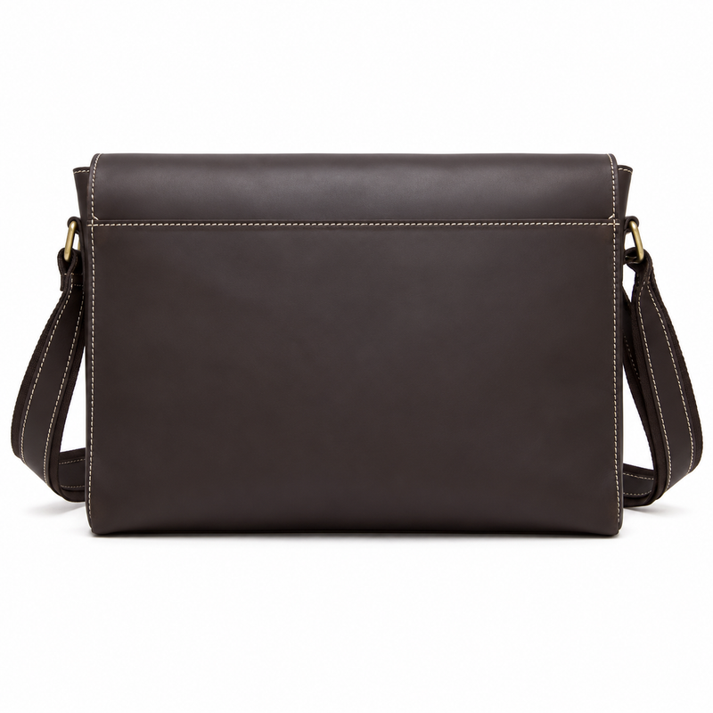 Classic Brown Leather Laptop Messenger Bag-2