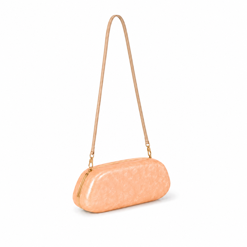 Apricot Pearl Acrylic Shoulder Clutch Bag-2
