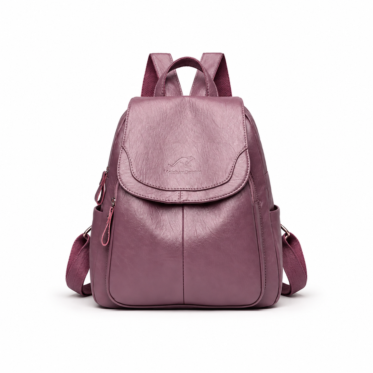 Elegant Purple Flap Backpack With Pockets-2