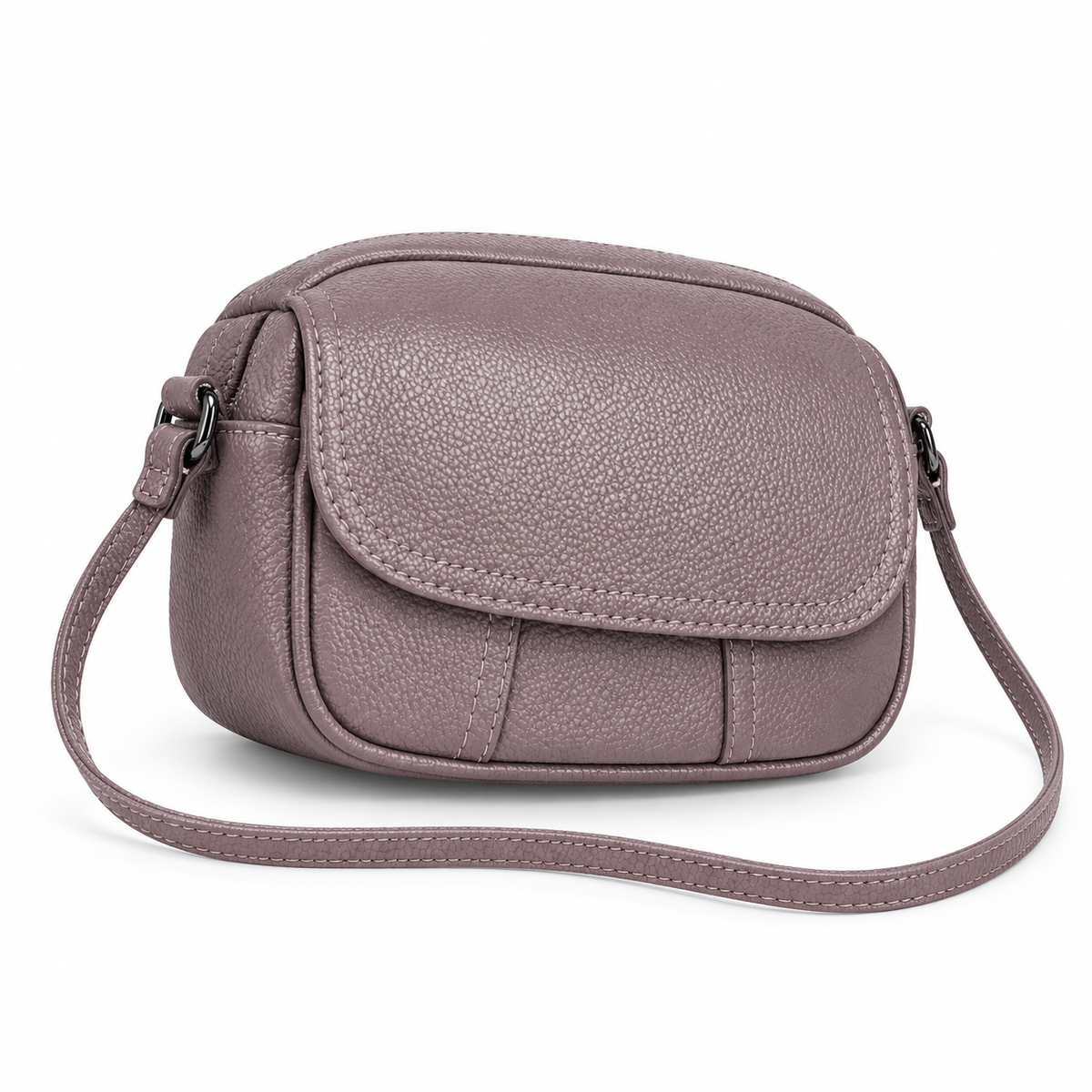 Dusty Mauve Textured Flap Crossbody Bag