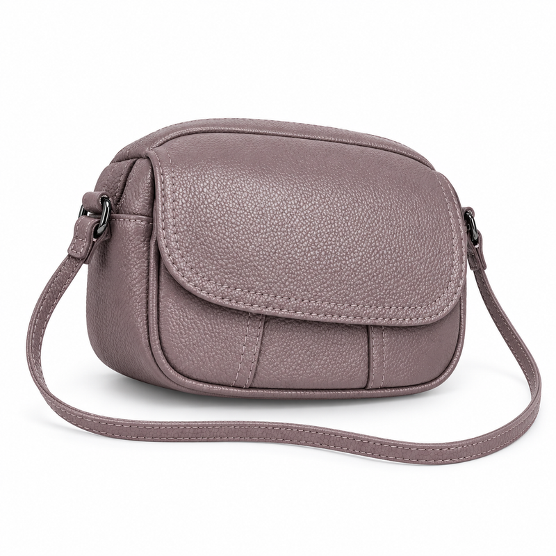 Dusty Mauve Textured Flap Crossbody Bag-1