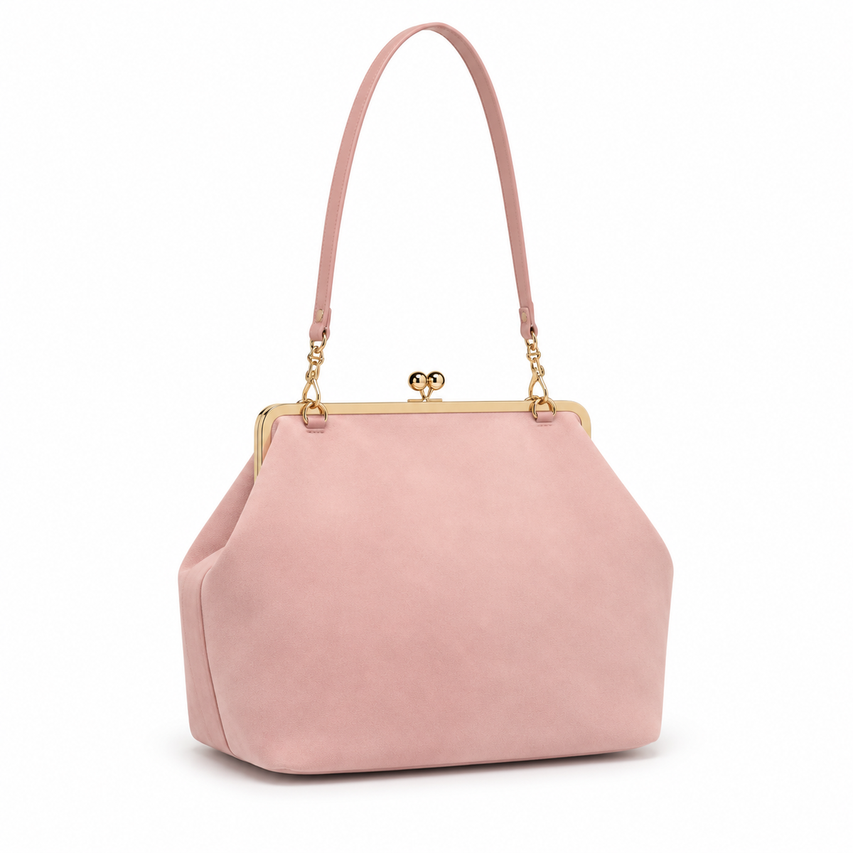 Blush Pink Vintage Kiss Lock Clutch Bag-1