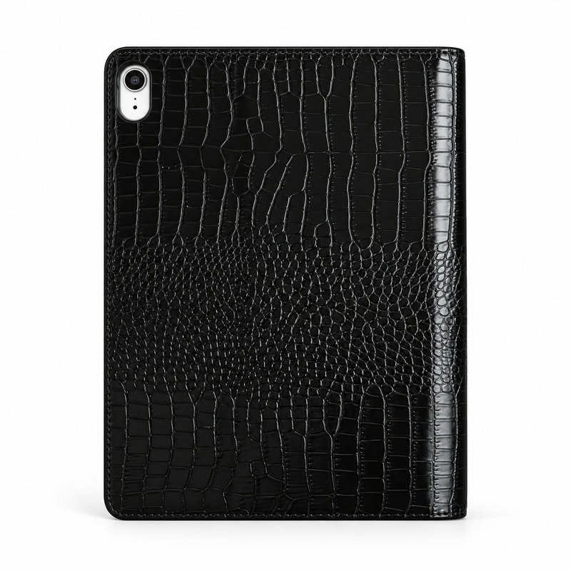 Black Crocodile Textured Tablet Folio Case-2