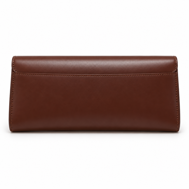 Chocolate Brown Clutch With Golden Loop-2