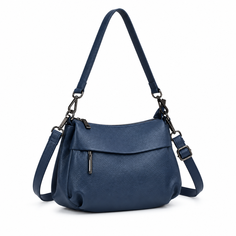 Navy Blue Textured Shoulder Crossbody Bag-1
