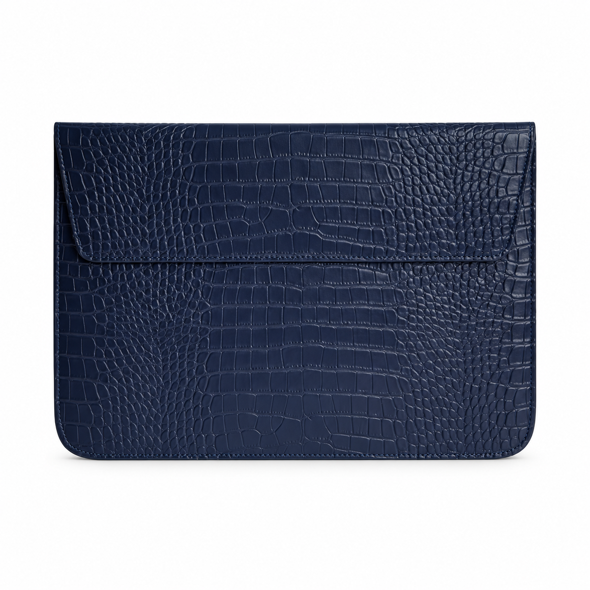 Navy Crocodile Embossed Leather Laptop Bag-4