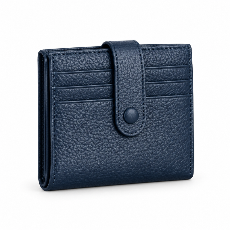 Navy Blue Pebbled Snap Closure Wallet-1