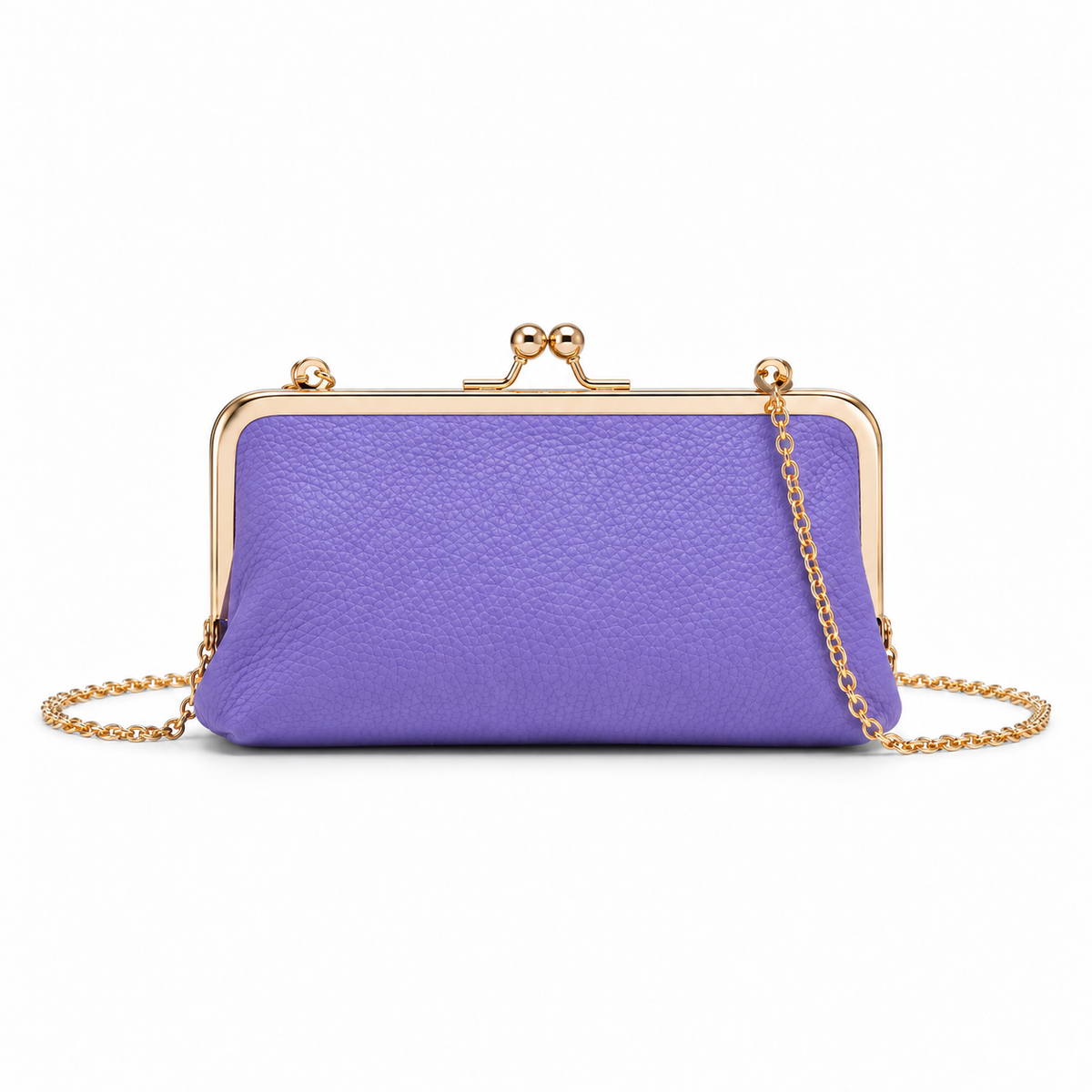 Lavender Purple Kiss-Lock Crossbody Clutch Bag-3
