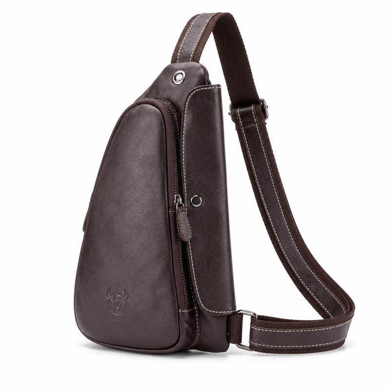 Coffee Brown Textured Crossbody Sling Bag-2