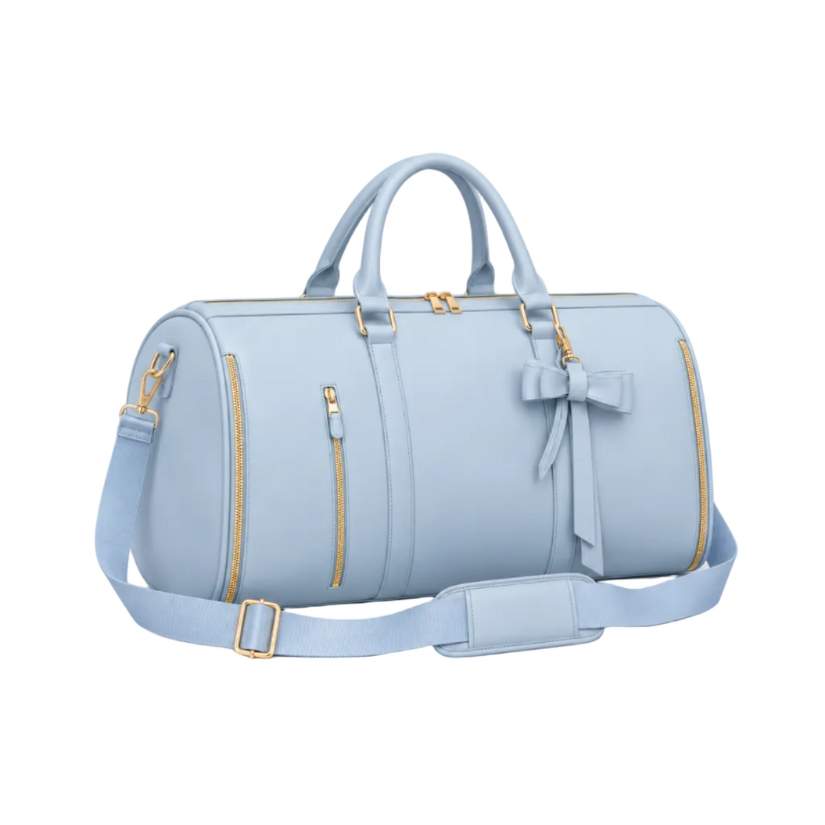 Powder Blue Bow Garment Overnight Bag-1