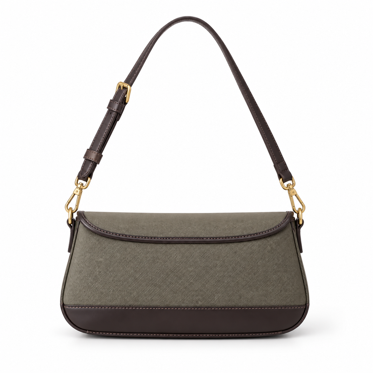 Classic Olive Canvas Leather Shoulder Bag