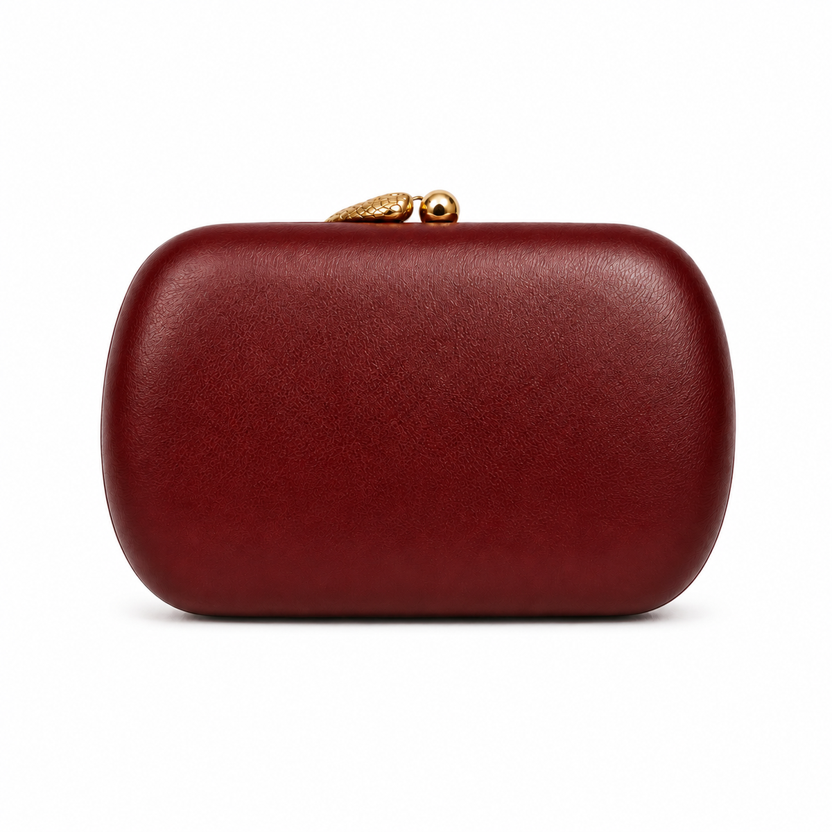 Burgundy Elegant Leather Snake Chain Clutch-4