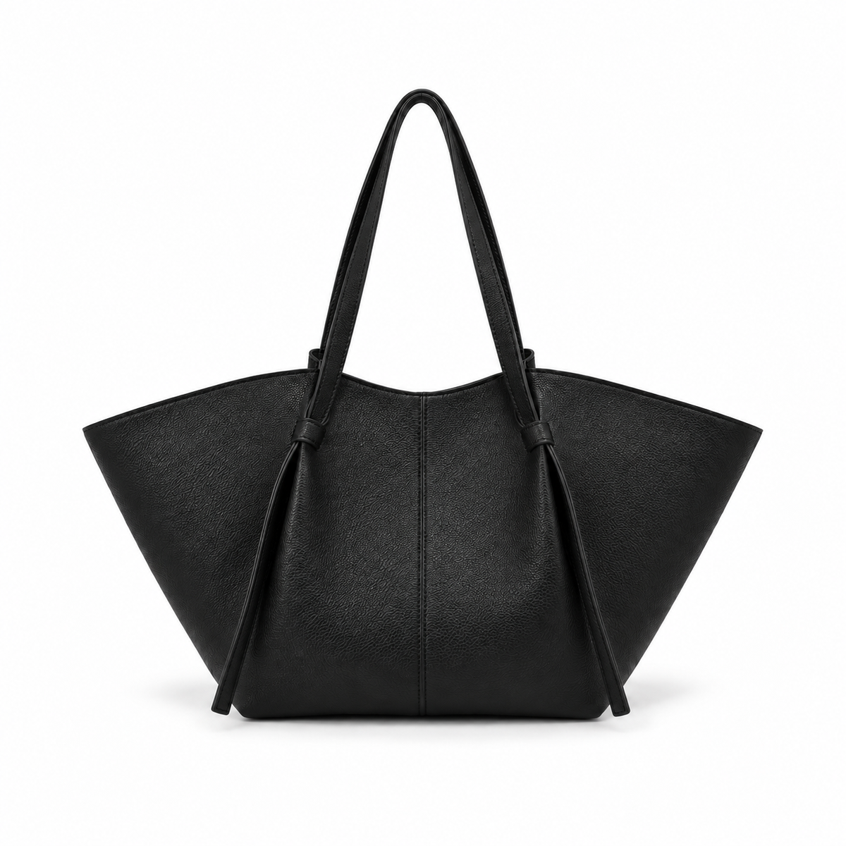 Black Winged Leather Everyday Shoulder Tote-4