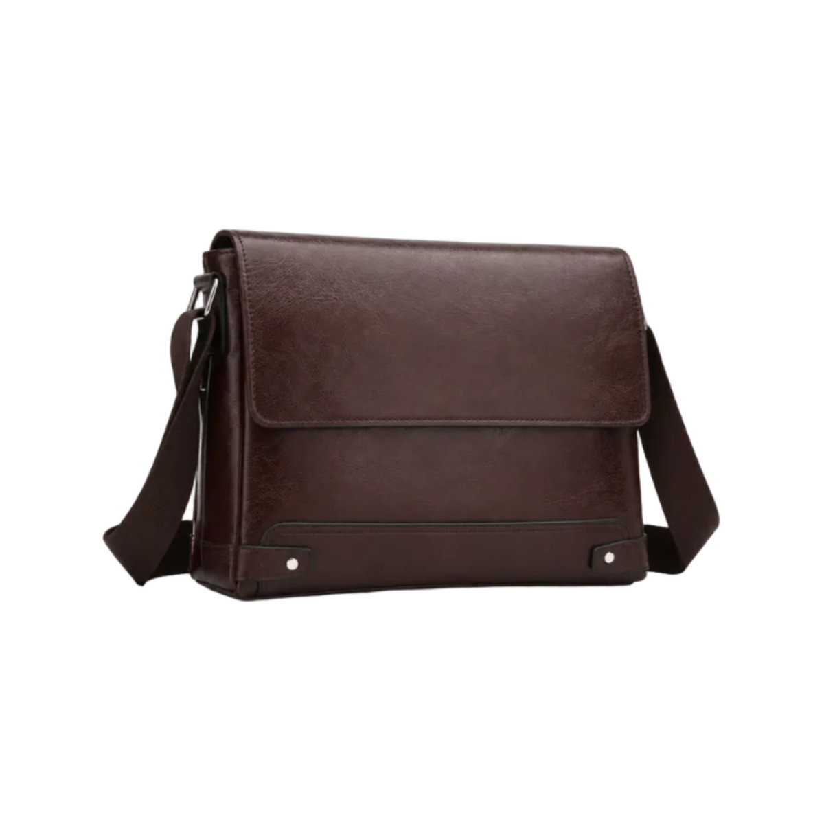Dark Brown Leather Style Messenger Bag-1