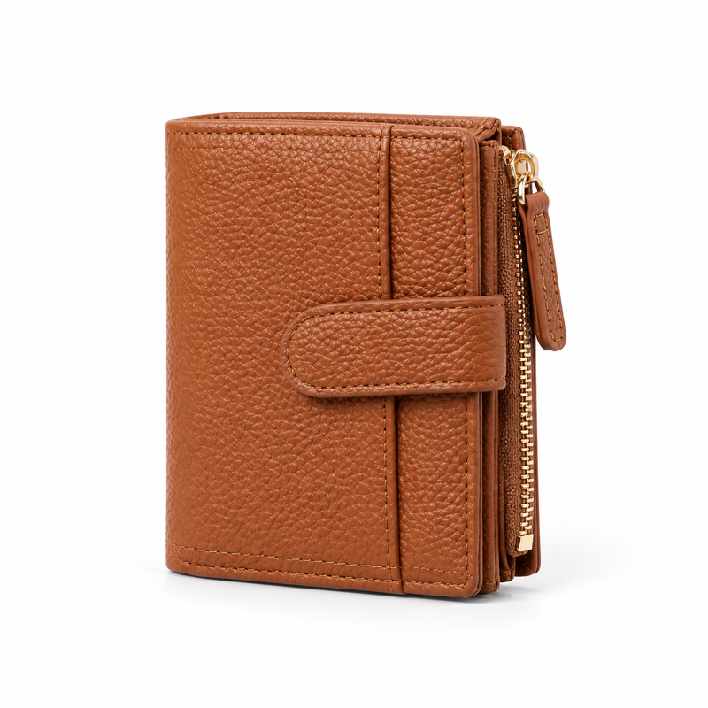 Chocolate Brown Pebbled Compact Card Wallet-3