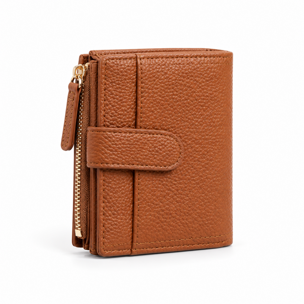 Chocolate Brown Pebbled Compact Card Wallet-1