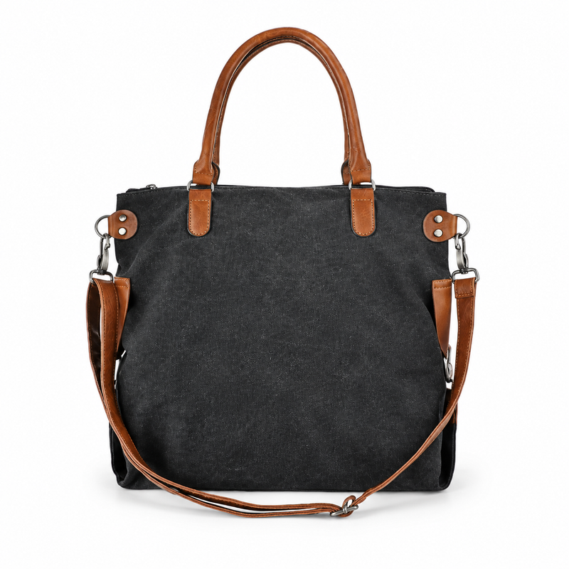Vintage Paris Leather And Canvas Tote-3