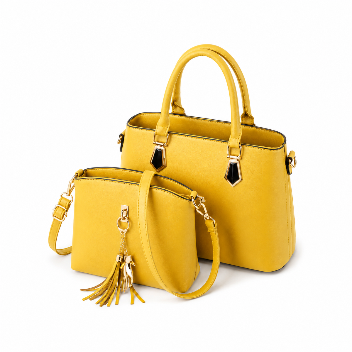 Women’s Tan Tote Crossbody Handbag Set-4