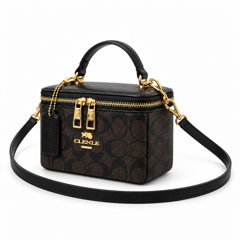 Elegant Black Monogram Box Crossbody Bag-3