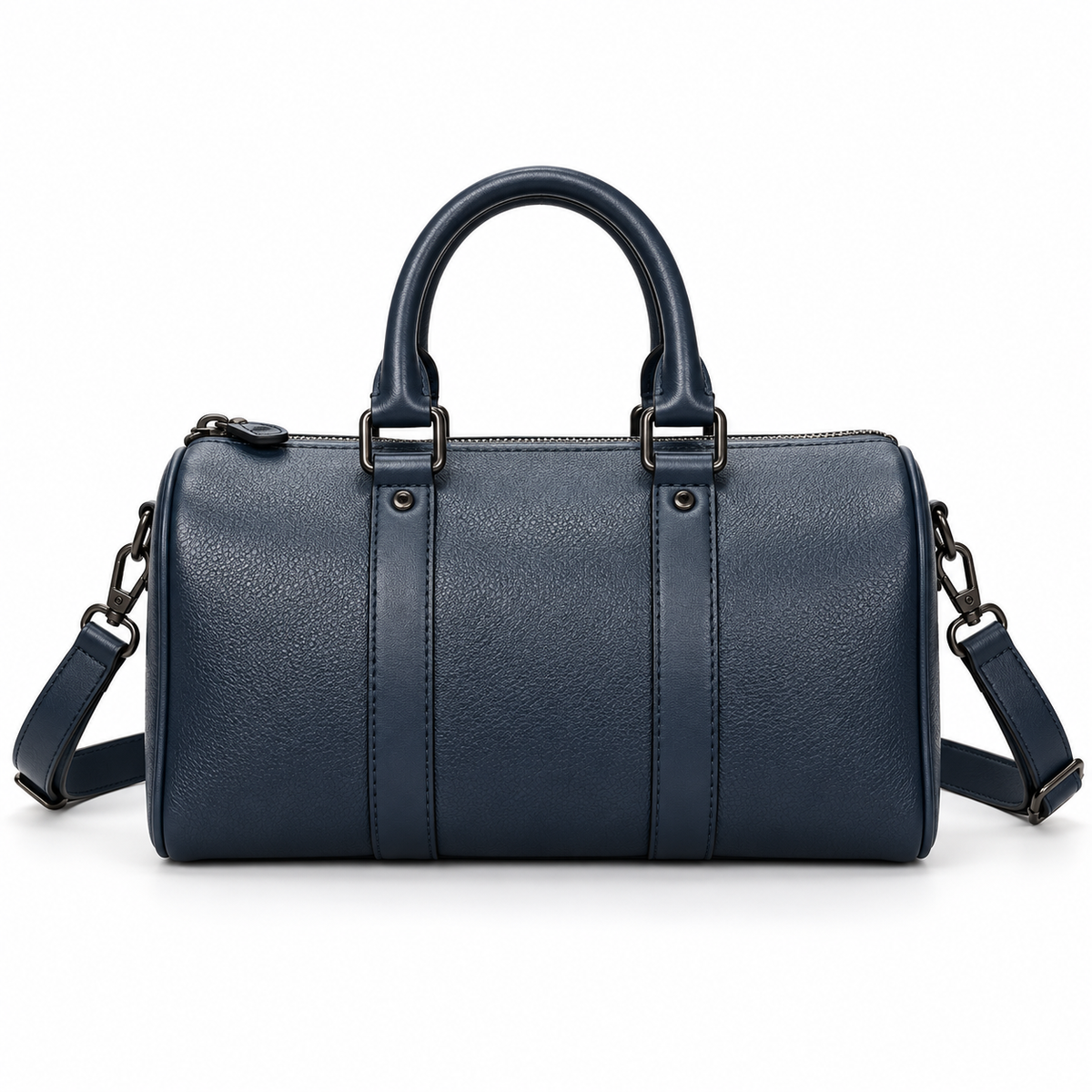 Navy Blue Structured Handbag With Strap-2
