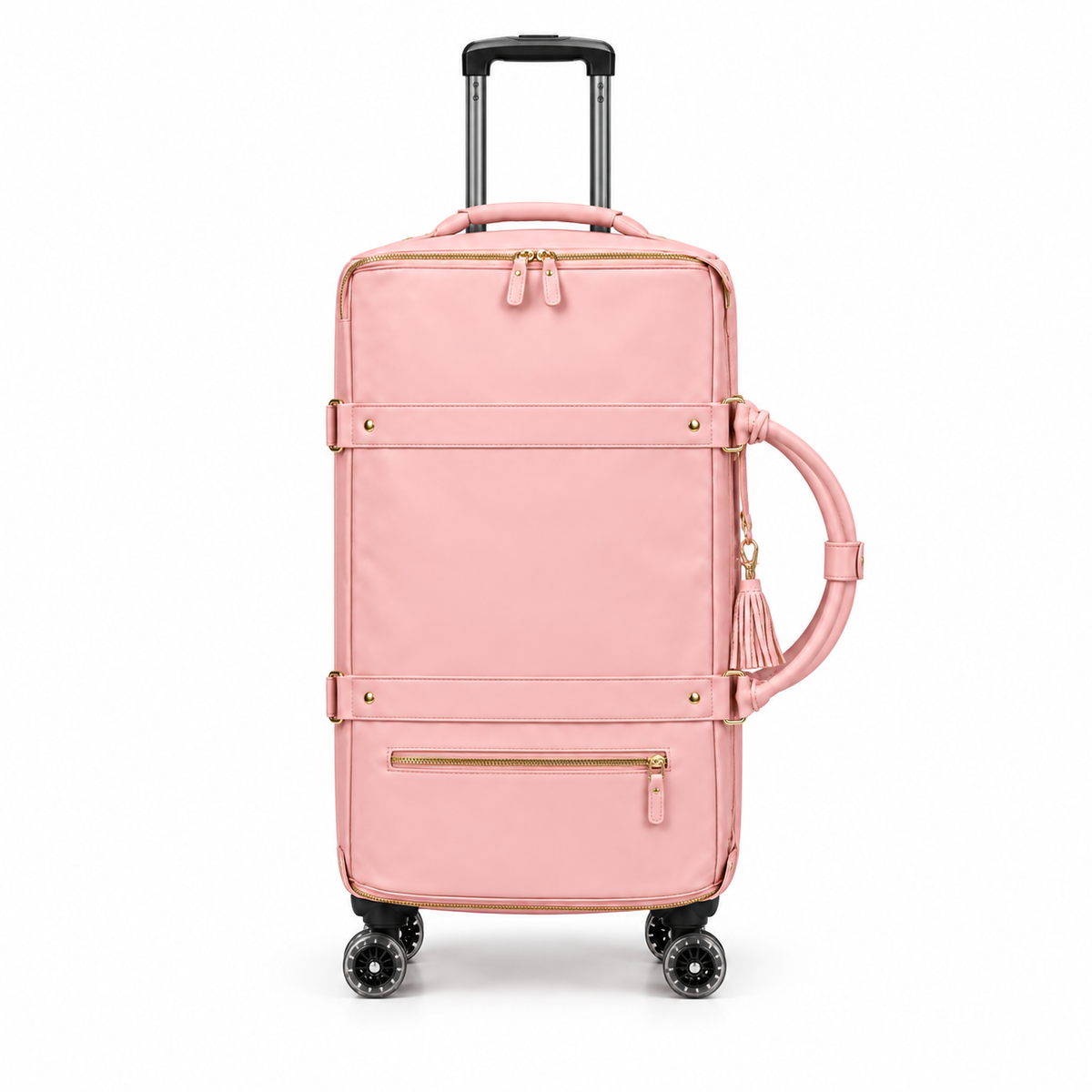 Elegant Pink Rolling Duffel Travel Bag-4