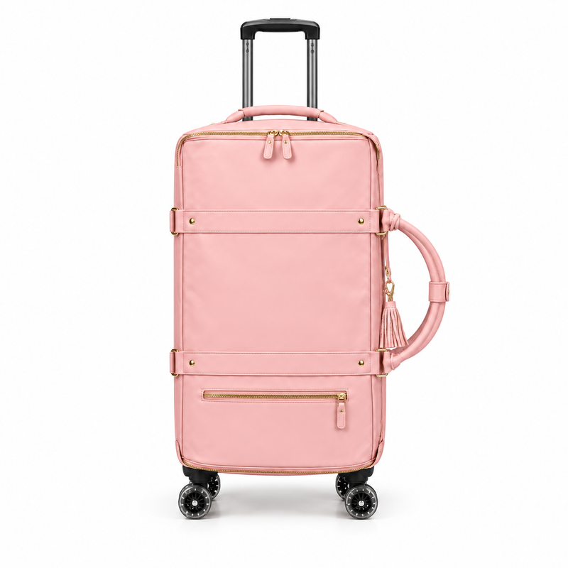 Elegant Pink Rolling Duffel Travel Bag-4