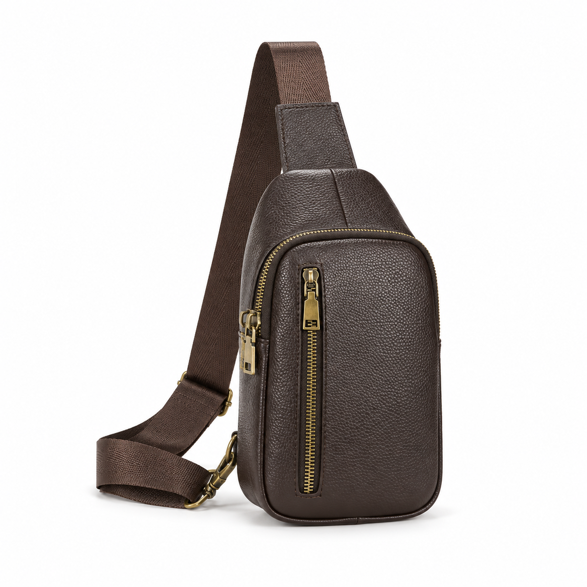Classic Brown Textured Crossbody Sling Bag-1