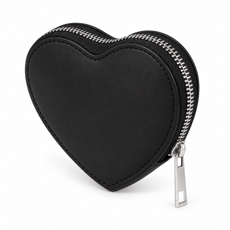 Black Heart Pouch Belt With Buckle-3