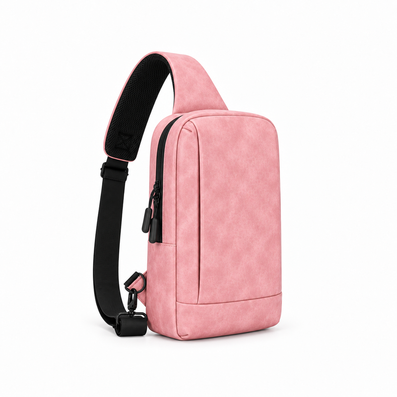 Pink Textured Sling Bag Adjustable Strap-1