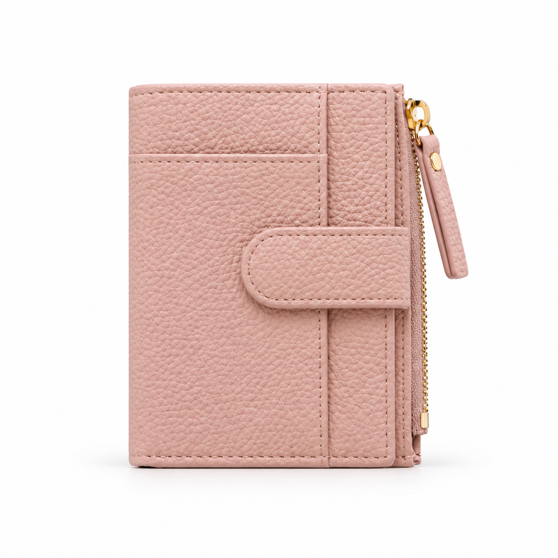 Blush Pink Pebbled Compact Card Wallet-4
