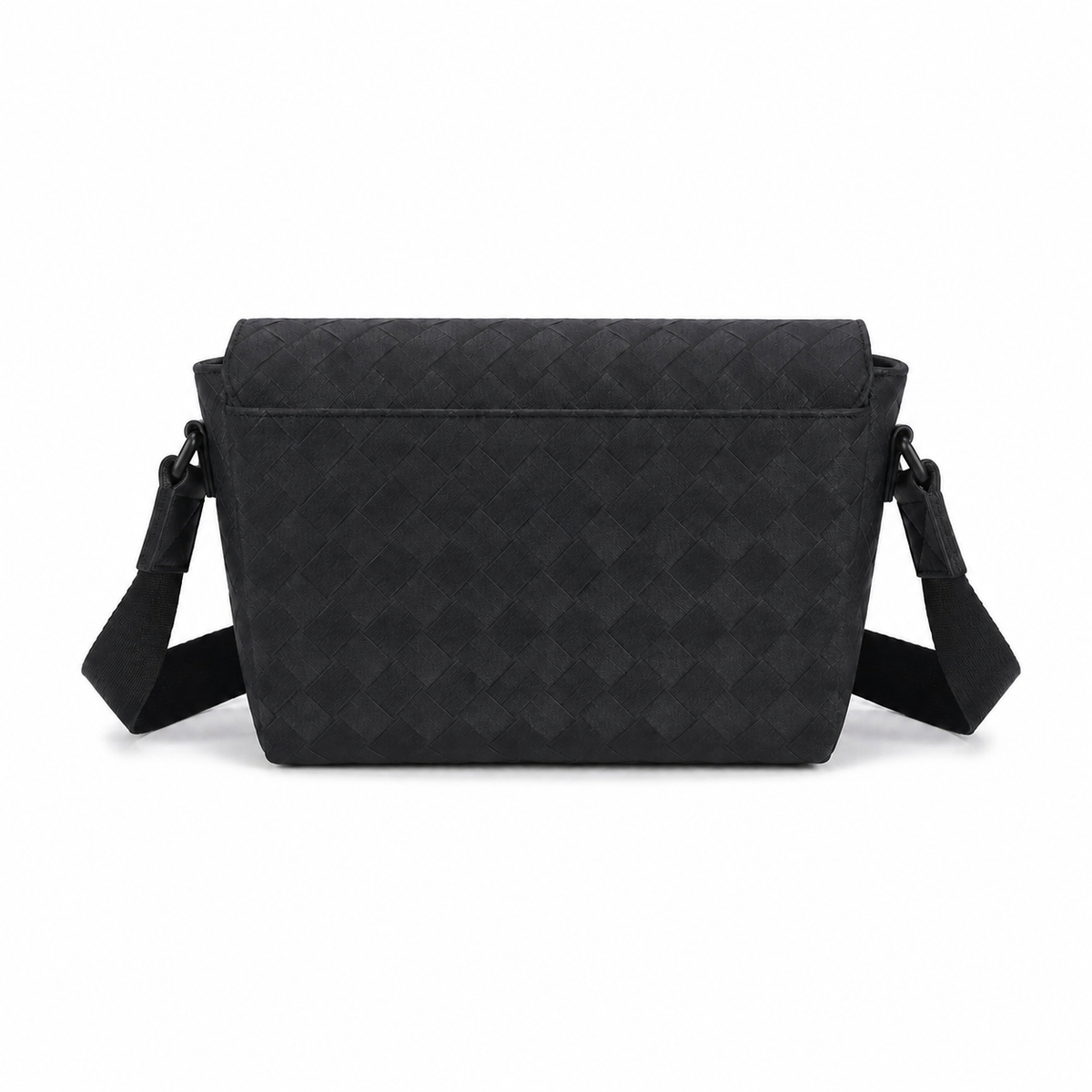 Black Woven Quick-Release Messenger Bag-2
