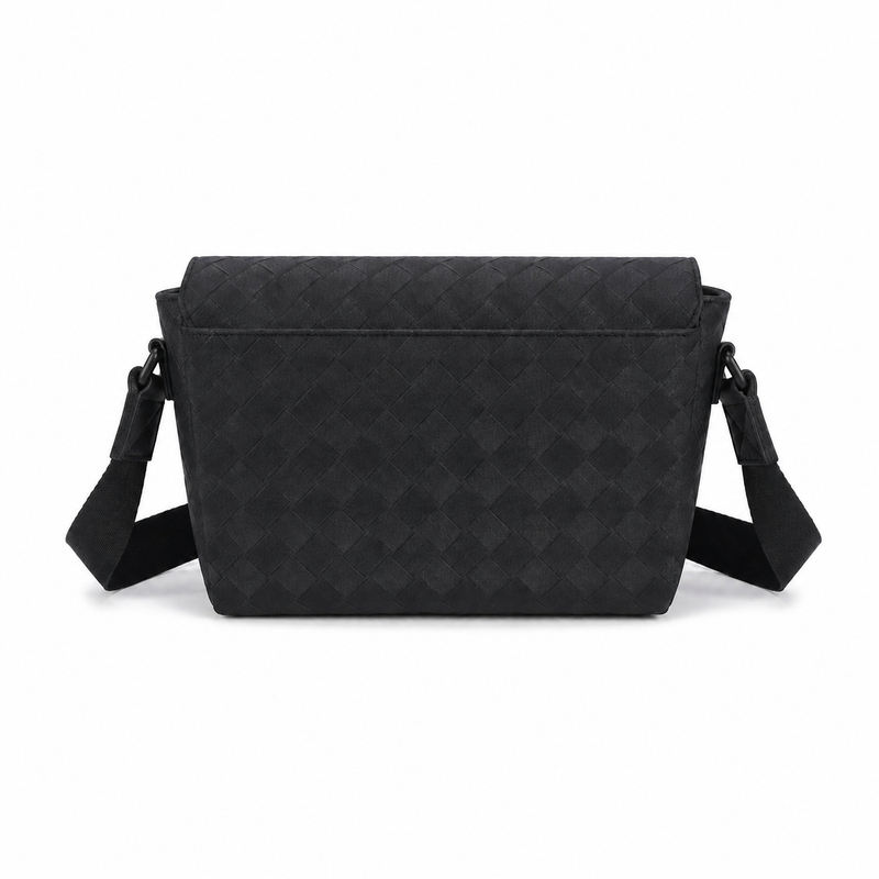 Black Woven Quick-Release Messenger Bag-2