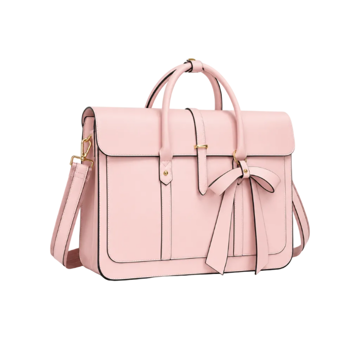 Blush Pink Leather Bow Laptop Bag