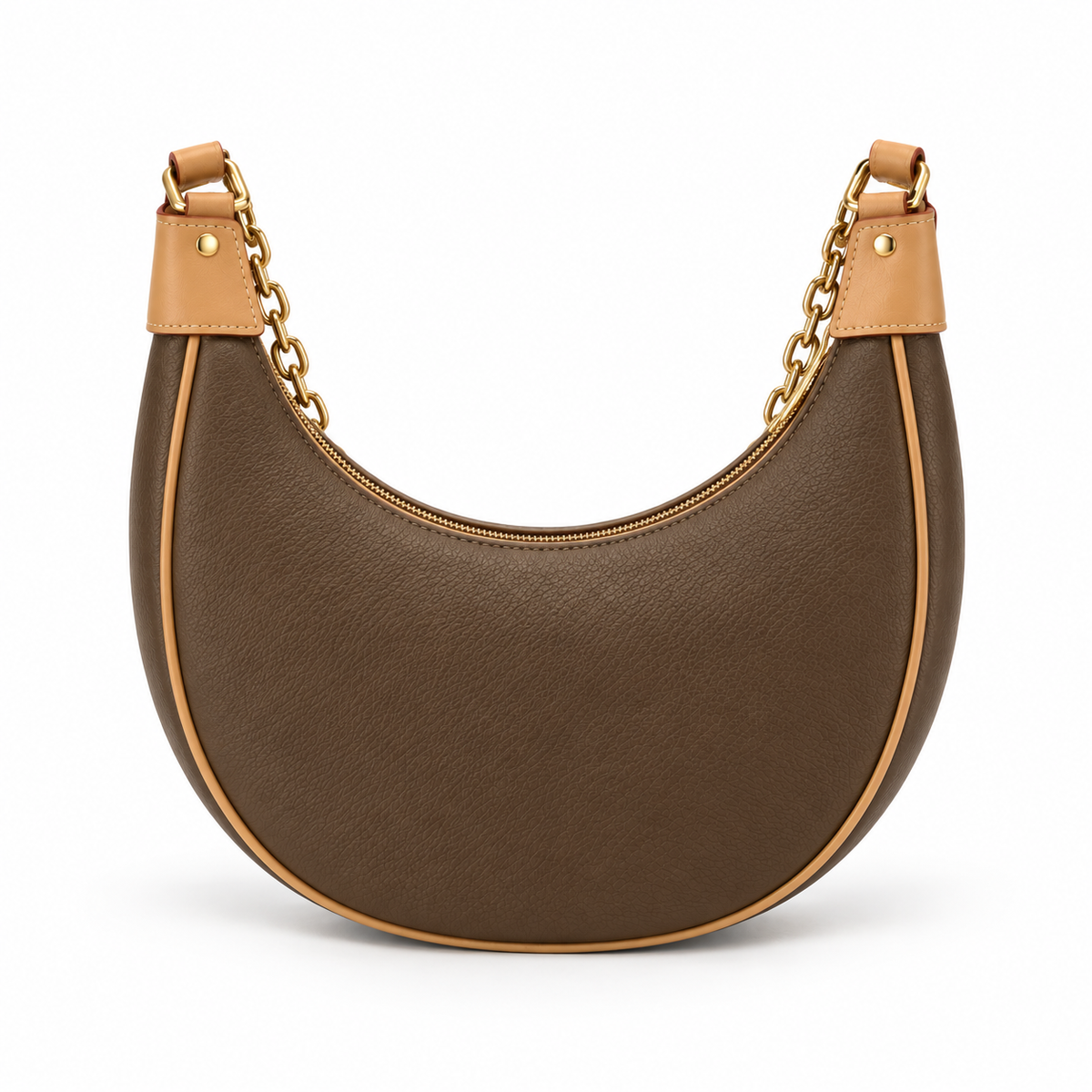 Taupe Crescent Chain Shoulder Bag Purse-2