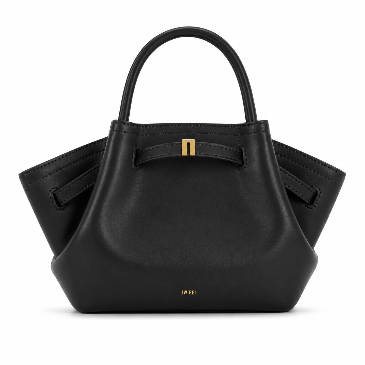 Matte Black Winged Top-Handle Handbag-1