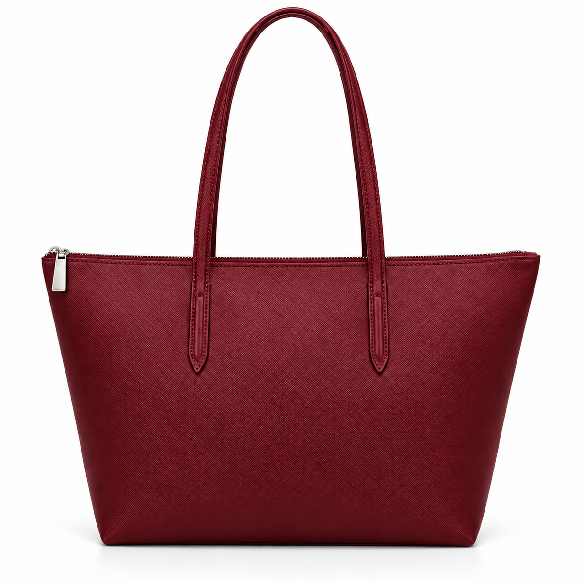 Wine Red Leather Canvas Tote Bag