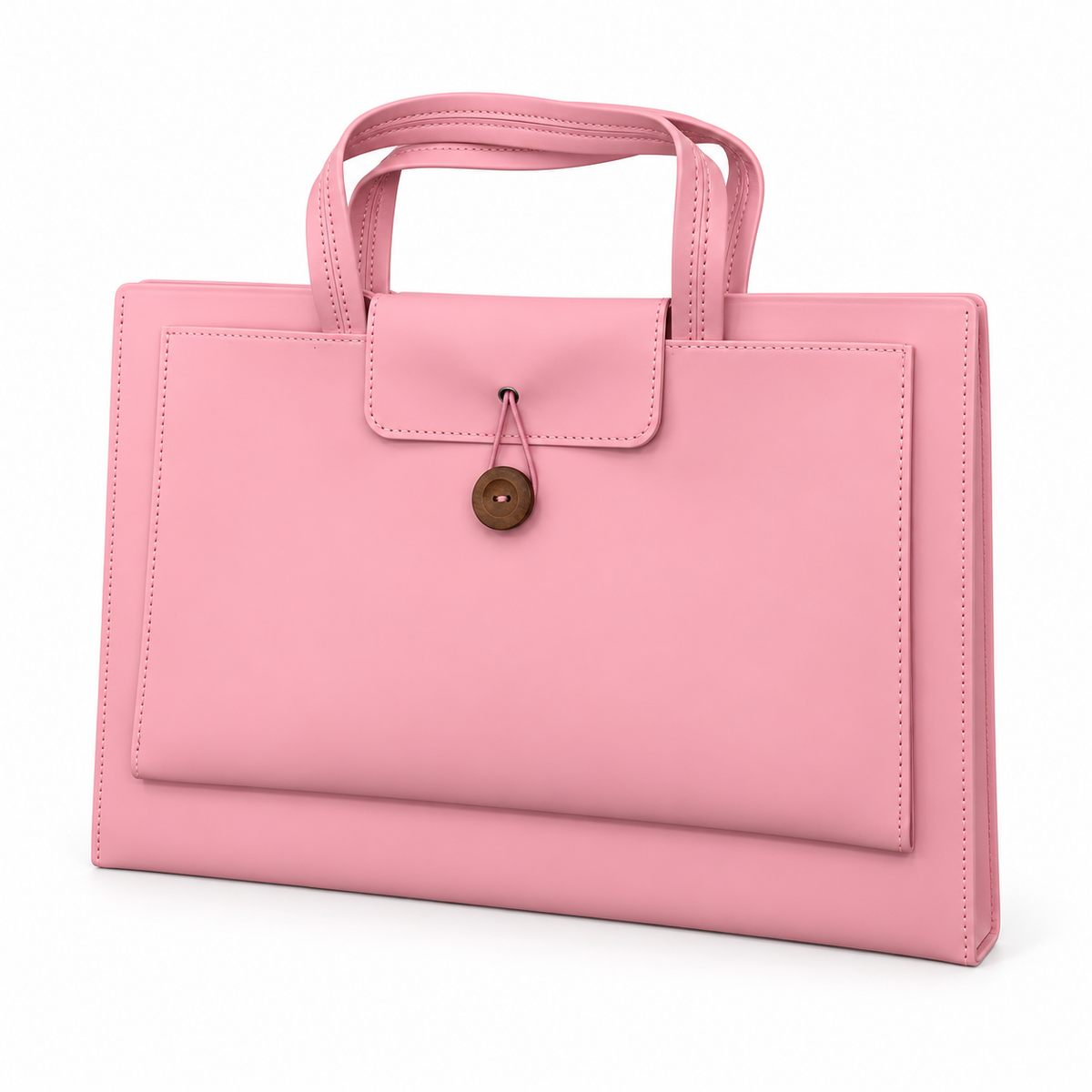Elegant Pink Leather Laptop Tote Bag-3