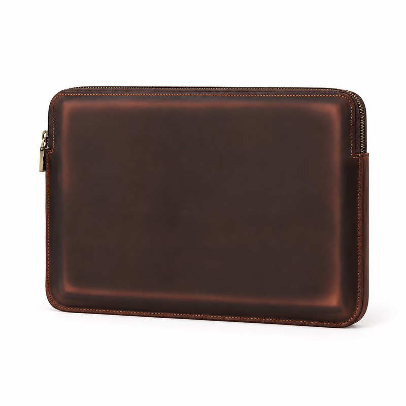 Classic Chocolate Brown Leather Laptop Bag-3