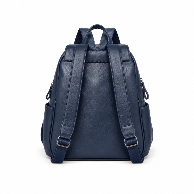 Dark Navy Blue Adjustable Flap Backpack-2