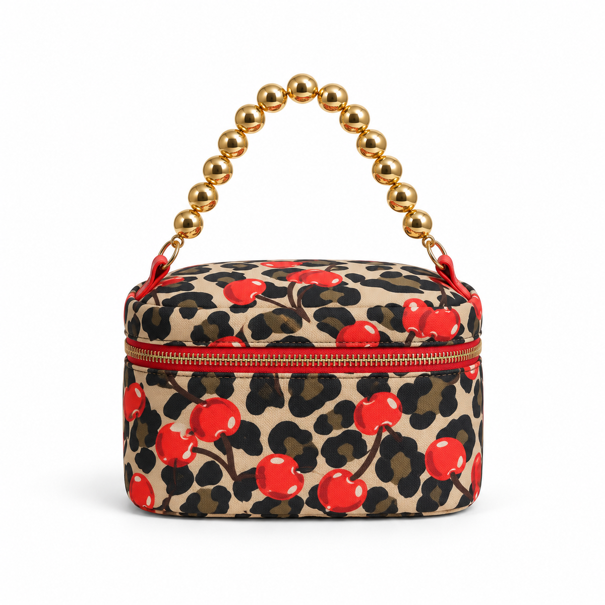Cherry Leopard Print Gold Handle Bag-2