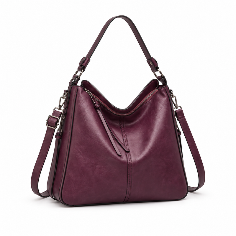 Purple Hobo Shoulder Bag With Crossbody-1