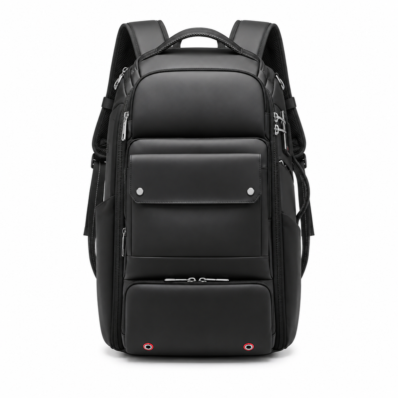 Black Camera Backpack With Padded Compartments-4
