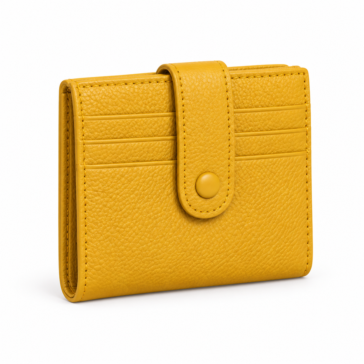Mustard Yellow Textured Snap Closure Wallet