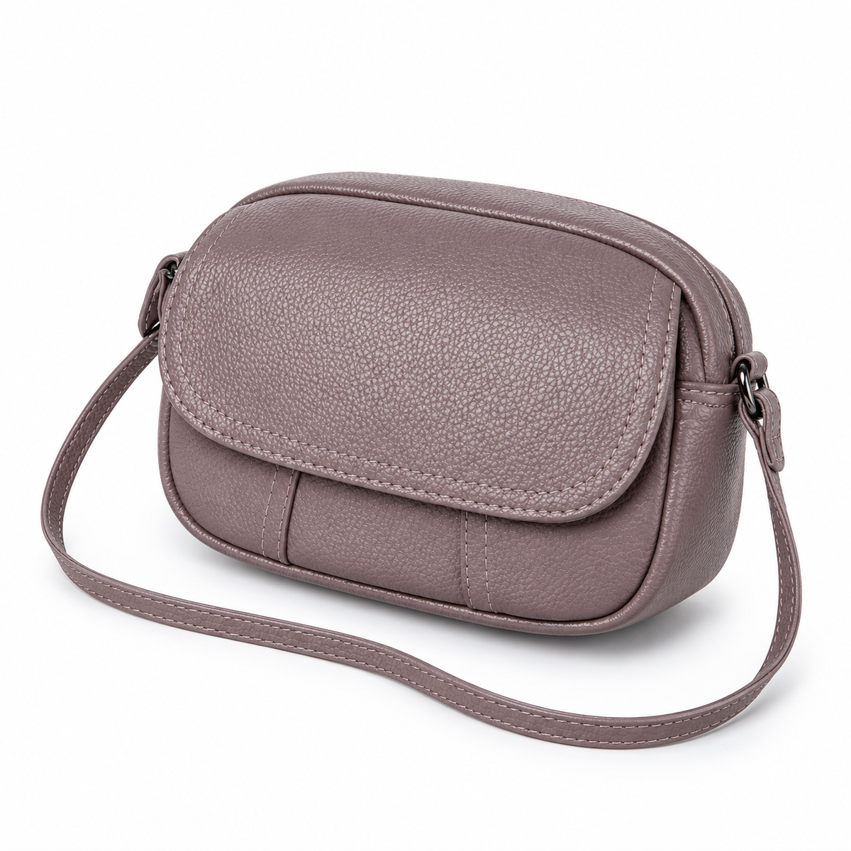 Dusty Mauve Textured Flap Crossbody Bag-3