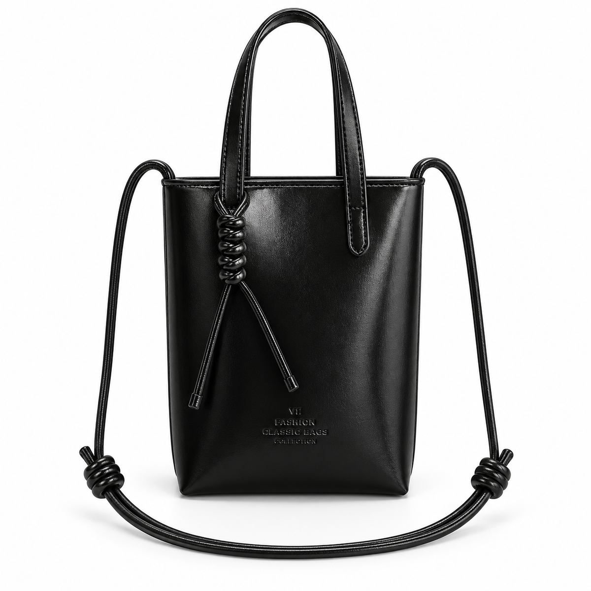 Elegant Black Mini Crossbody Tote Bag-4