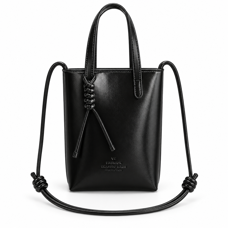 Elegant Black Mini Crossbody Tote Bag-4