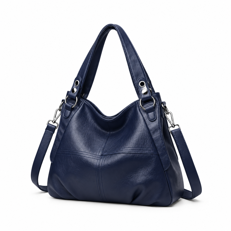 Navy Blue Textured Everyday Hobo Handbag-3