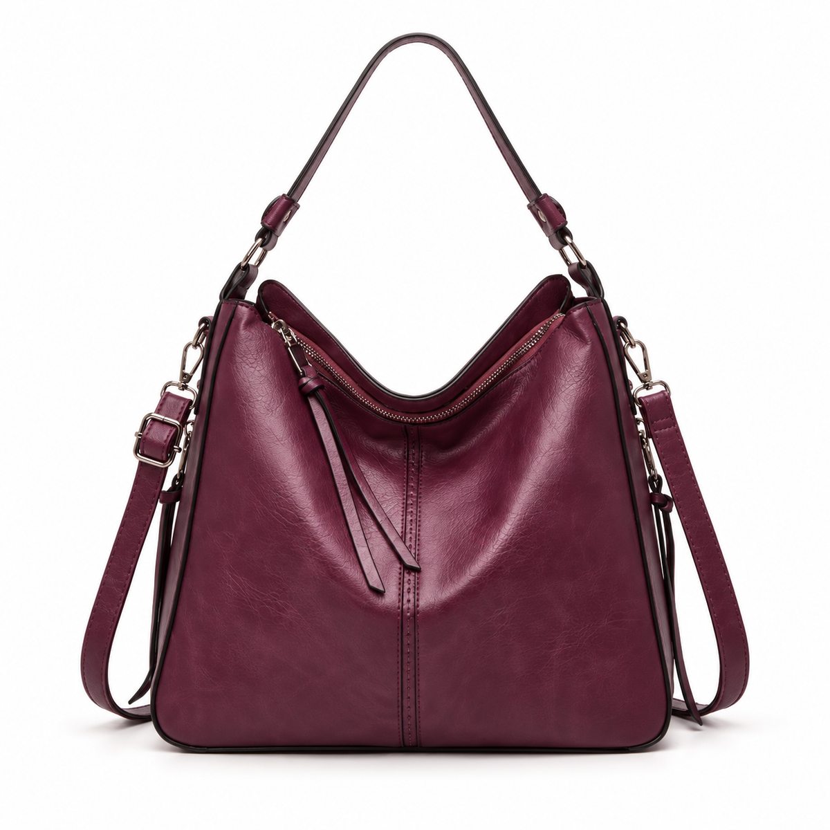 Purple Hobo Shoulder Bag With Crossbody-4